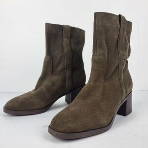 Steve Madden Romney Ankle Boots Square Toe Women's Taupe Brown Suede Size 10